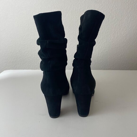 Manolo Blahnik Black Suede Boots w Heel Shoes - Picture 5 of 9